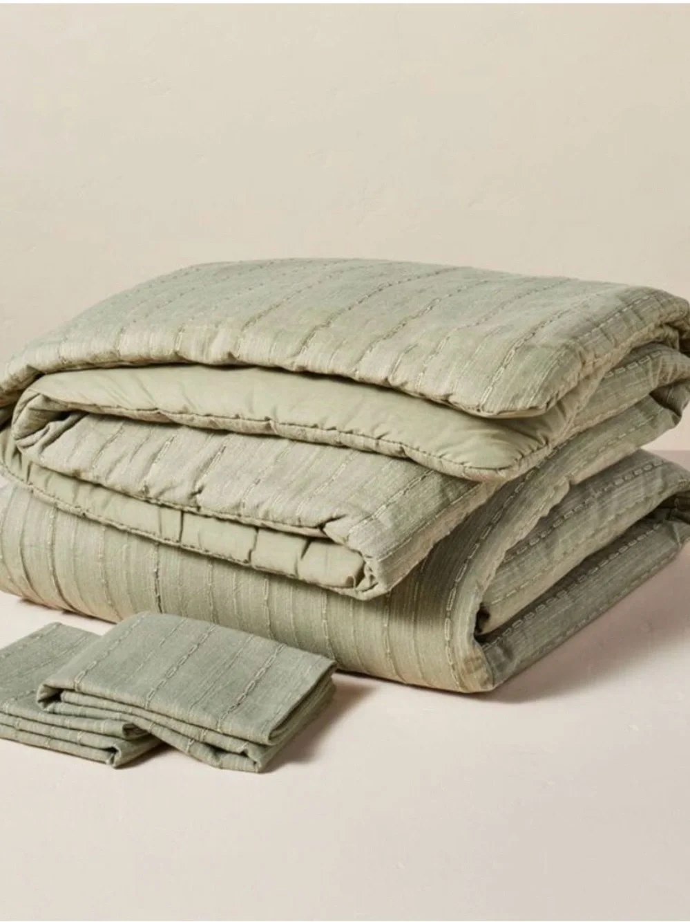 3pc Stripe Duvet Cover Set - Sage Green